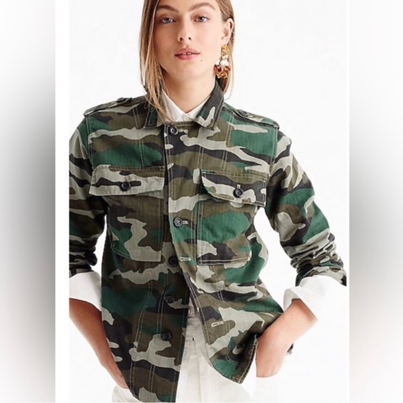 J. Crew Jackets & Blazers - J. Crew Camo Utility Shacket Size Large Petite